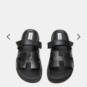 Steve Madden Black Cutout Slide Sandals